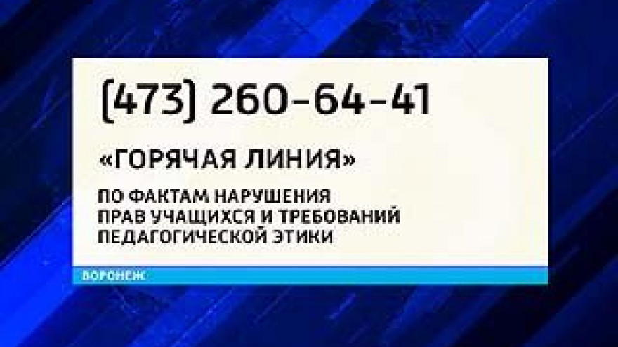 Департамент образования Воронежской области открыл телефон "горячей линии"