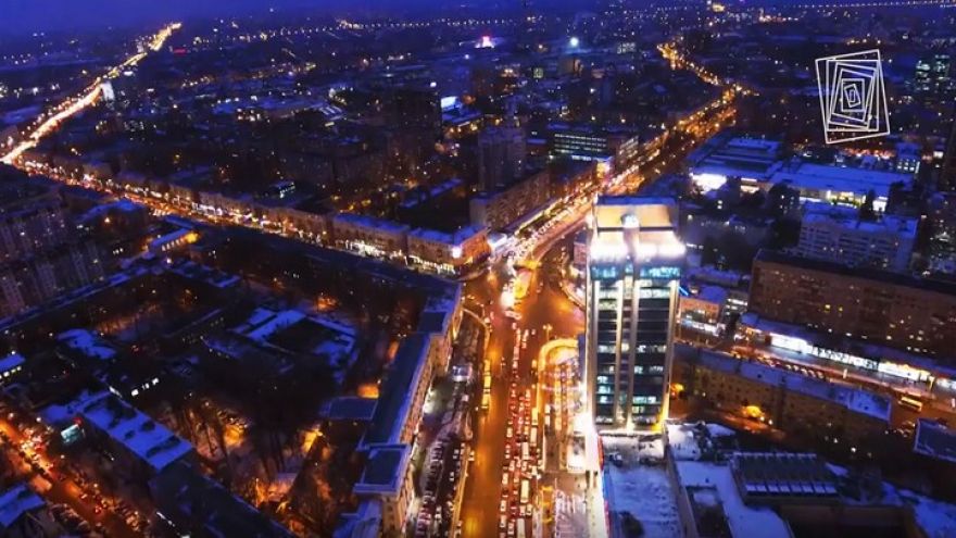 Ночные красоты сердца Воронежа сняли на видео с высоты птичьего полёта