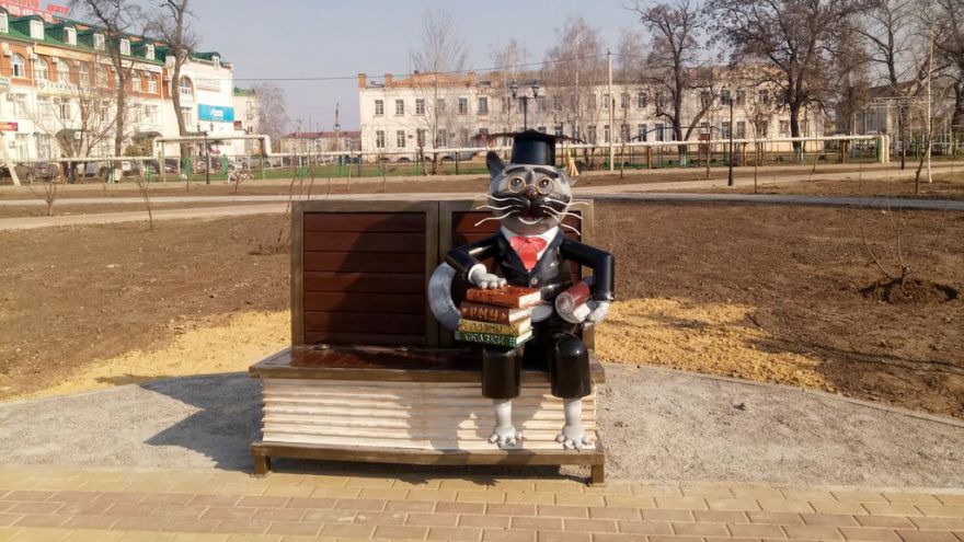 В Воронежской области появился арт-объект в виде учёного кота