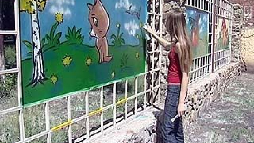 Забор Воронежского зоосада украсили сказочные герои