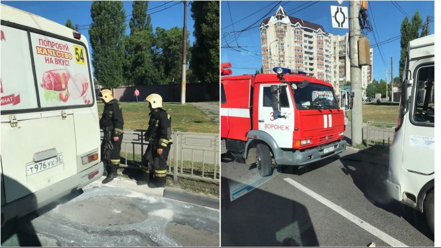 В Воронеже во время движения загорелась маршрутка