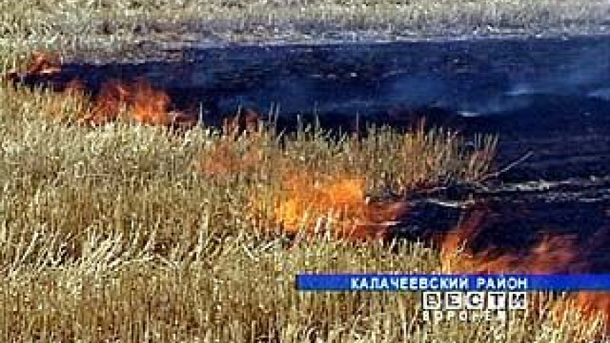 В Калачеевском районе горит сухая трава и стерня на полях