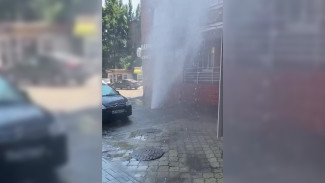 Мощный 10-метровый фонтан забил из-под земли в Воронеже