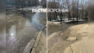В Воронеже улицу 25 января затопило стоками с едким запахом