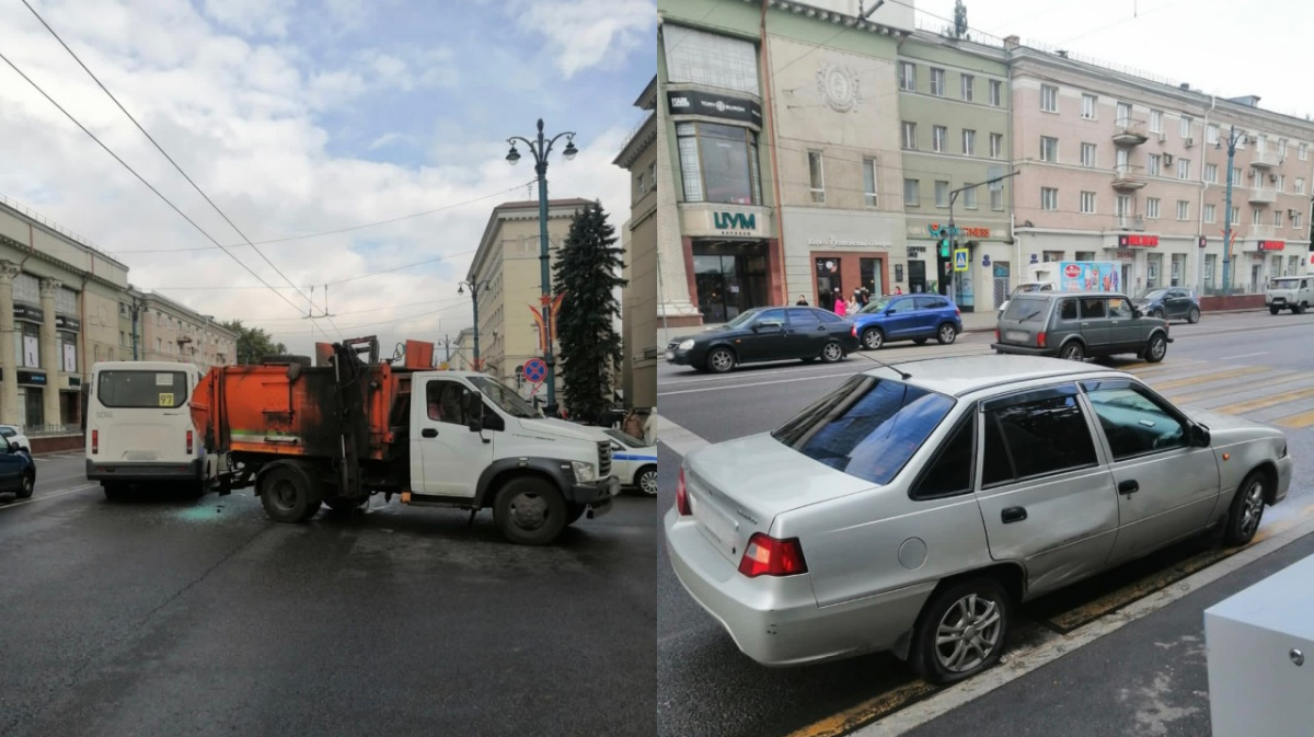 Мусоровоз и маршрутка попали в массовое ДТП в центре Воронежа | 13.10.2023  | Воронеж - БезФормата