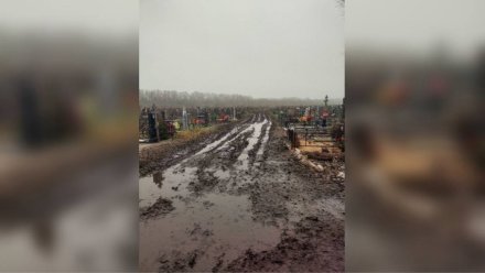 Жители Семилук оказались отрезаны от кладбища из-за размытой грязью дороги