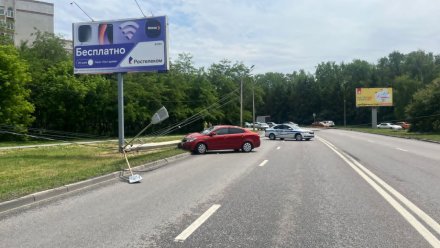 Столб упал на машину с младенцем и 9-летней девочкой в Воронеже