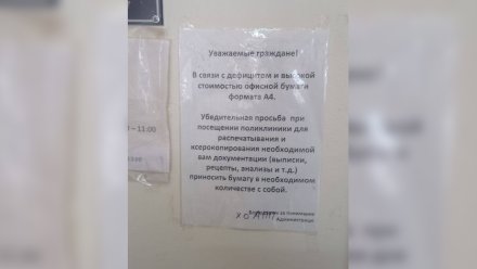 Воронежцев попросили принести бумагу в поликлинику для получения анализов и рецептов 