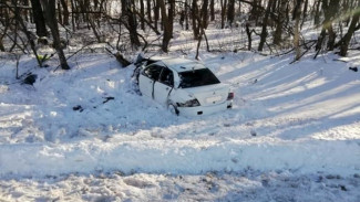 Mitsubishi вылетела в кювет и перевернулась на воронежской трассе