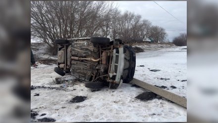 Под Воронежем 21-летний парень на «Ладе» вылетел в кювет и снёс опору ЛЭП 