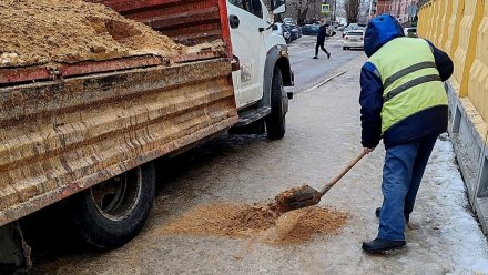 Воронежские дорожники продолжают борьбу со скользкими улицами