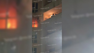 Воронежцы сняли на видео сильный пожар в многоэтажке