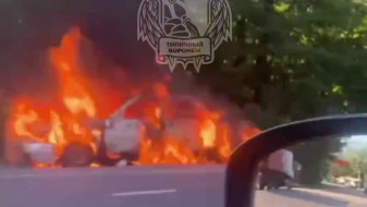 Воронежцы сняли на видео объятый огнём ВАЗ на трассе