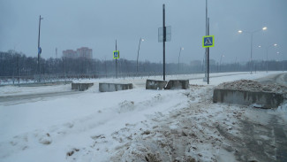 Въезды на улицу Крынина в Воронеже закрыли бетонными блоками и сугробами 