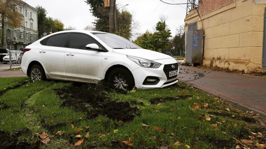 В Воронеже автохам испортил новый газон в одном из любимых скверов горожан