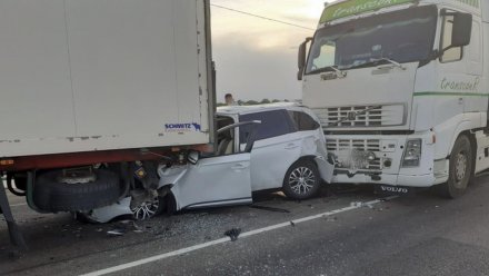 В Воронежской области в зажатой между грузовиками машине пострадали 3 взрослых и 2 ребёнка