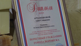 Звание «Почётный гражданин Воронежа» присвоили труженице тыла Великой Отечественной войны