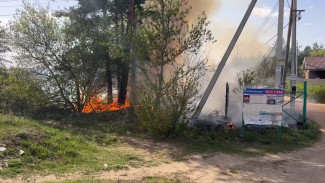 Под Воронежем сухая трава загорелась рядом с домами