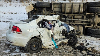 Иномарка сложилась пополам после ДТП с грузовиком на воронежской трассе: погиб ребёнок