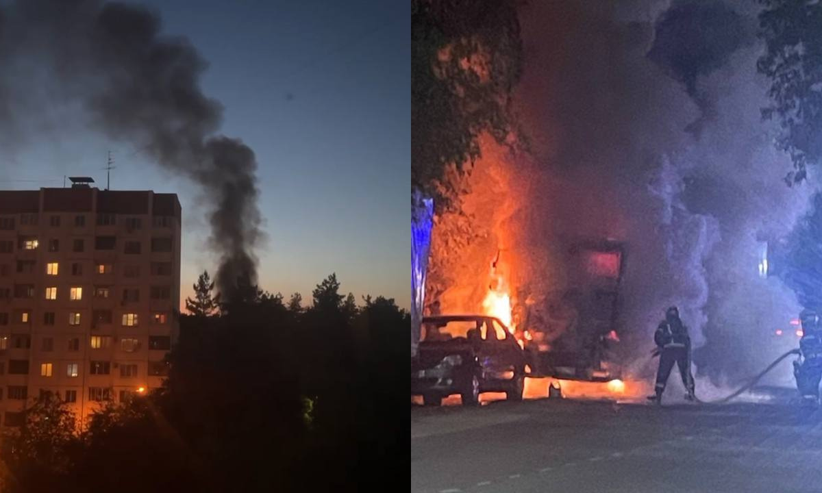 Столб дыма из-за вспыхнувшего грузовика заметили в небе над Воронежем –  Новости Воронежа и Воронежской области – Вести Воронеж