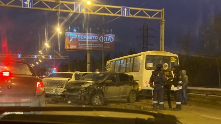 Авария с тремя машинами и маршруткой создала пробку на Антонова-Овсеенко в Воронеже