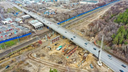 Строительство Остужевской развязки в Воронеже показали с воздуха
