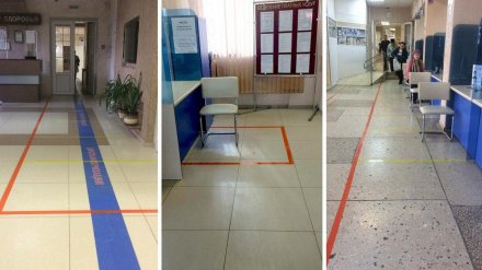В поликлиниках появилась «дорожная» разметка для защиты воронежцев от коронавируса