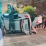 Две машины перевернулись после жёсткого ДТП в центре Воронежа