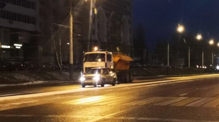 Воронежские дороги впервые за сезон обработали защитой от снега и наледи