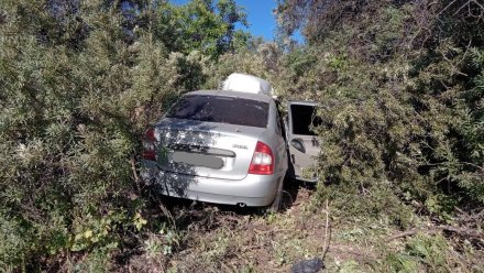 Девушка на «Ладе Калине» снесла дорожный знак и врезалась в опору ЛЭП под Борисоглебском