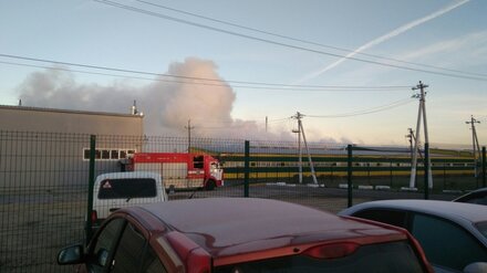 Спасатели сняли на видео тушение крупного пожара на мебельной фабрике под Воронежем