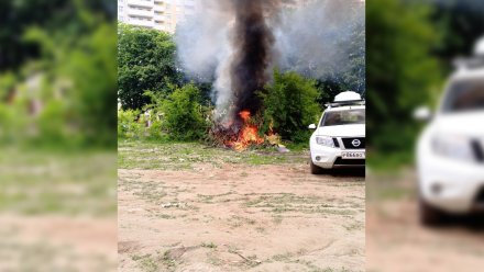 Пожар вспыхнул во дворе дома в Ленинском районе Воронежа