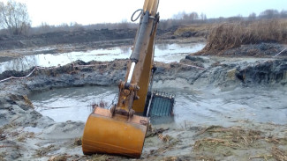 Экскаватор полностью провалился в грязь на берегу реки под Воронежем