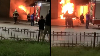 В Воронеже ночью сгорела легковушка: появилось видео