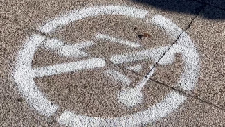 В Воронеже начали рисовать запрещающую проезд на самокатах разметку