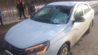 В Воронежской области упавшая с крыши фуры глыба льда пробила лобовое стекло легковушки