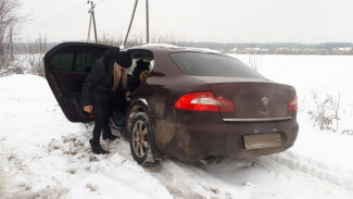 Воронежские полицейские спасли застрявшую в снегу автомобилистку с 2 детьми