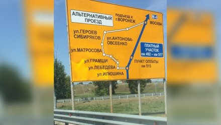 Водители заметили опечатку в названии улицы на дорожном знаке при въезде в Воронеж