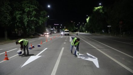 В Воронеже продолжили обновлять дорожную разметку на городских магистралях 