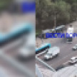 Автобус снёс столб и проехал по оставшимся делиниаторам на МП в Воронеже