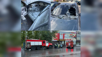 Пылающий Renault сняли на видео в Воронежской области