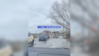 Разлившееся «озеро» заблокировало выезд из воронежского микрорайона