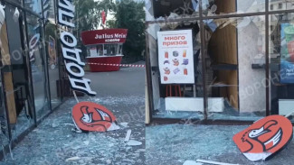 Обломки дрона разворотили «‎Додо Пиццу»‎ в центре Воронежа
