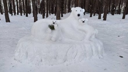 В воронежском парке появились медведи из снега  