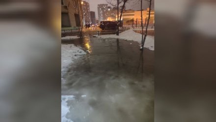 В Воронеже затопило дорогу к школе №101