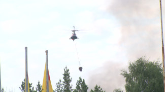 К тушению крупного пожара у воронежского посёлка привлекли вертолёт из Ростова-на-Дону