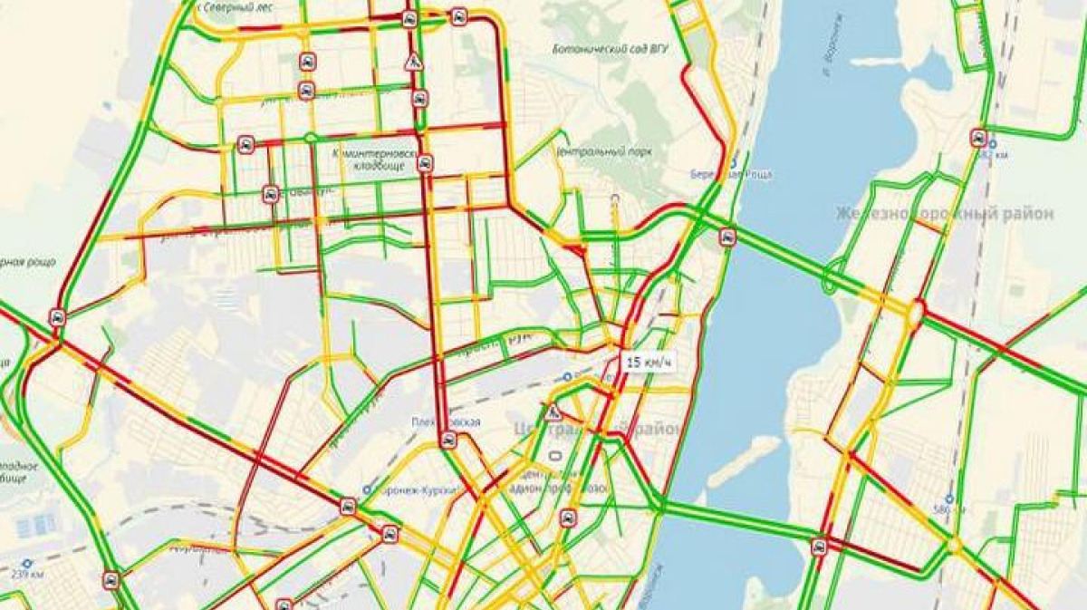 Воронеж транспорт на карте. Пробки в тенистом Воронеж.