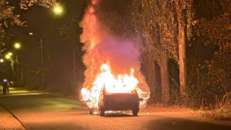 Воронежцы сняли на видео горящий у нефтебазы ВАЗ