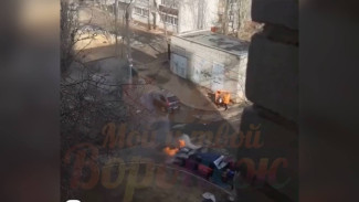 В Воронеже загорелась машина такси: появилось видео