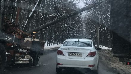 В Воронеже рухнувший на дорогу фонарный столб парализовал движение